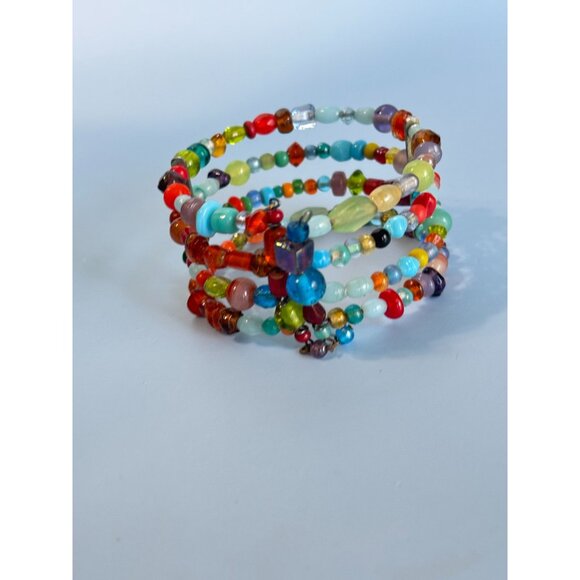 Handcrafted Multicolor Glass Beaded Wrap Bracelet - Picture 7 of 10